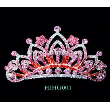 Coroa de luxo coroas de plástico e tiaras coroa pinos tiara rosa